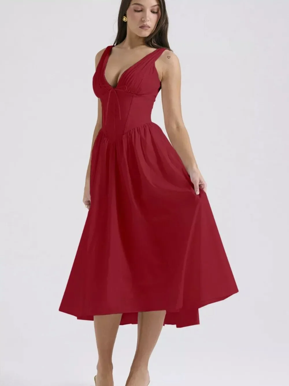V-Neck Sleeveless Midi Dress - Picture 11 of 16